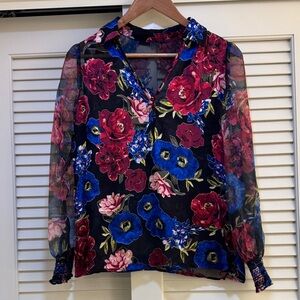 WHBM Silk & Sheer Floral Women's Top
